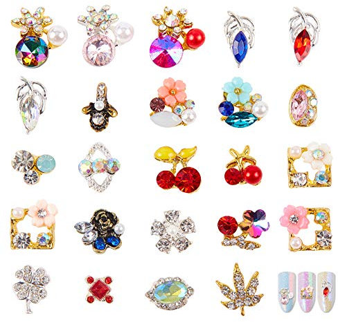 NICENEEDED 24 PCS Pedrería de Uñas 3D Colores Mezclados Y Cristal de Tamaño Mixto Decoraciones de Uñas 3D Arte DIY Artesanía Piedras Preciosas Piedras Preciosas para Decoración de Uñas (Estilo 1)