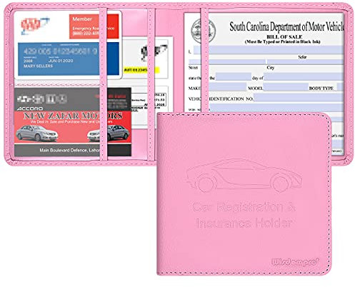 wisdompro Porte-permis de Conduire – Porte-Documents pour Carte Grise et d'assurance – Étui Portefeuille en Similicuir PU pour Documents du véhicule – Rose