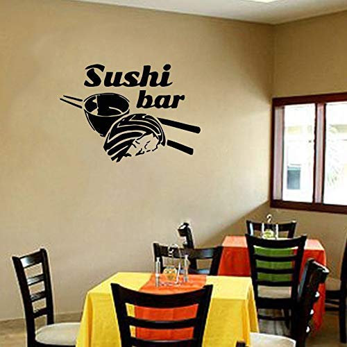 Restaurant Wandtattoos Sushi Essen Wandaufkleber Essstäbchen Reis Wand Vitrine Poster Sushi Shop Dekoration Vinyl Wandkunst 57X40Cm