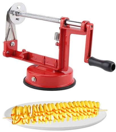 Potato Twister Acciaio inossidabile Manovella Manuale Patatine a spirale Twister Cutter Base di aspirazione Attrezzo da cucina