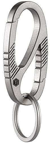 KeyUnity KM08BK Clip de Porte-clés Mousqueton en Titane, Organisateur de Porte-clés EDC à dégagement Rapide à Double Porte pour Hommes et Femmes(argenté)
