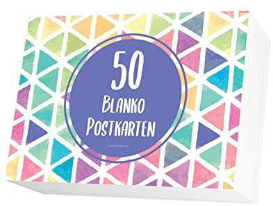Friendly Fox Blanko Karten Set, 50 Postkarten zum Selbstgestalten oder Selbstbedrucken, weiße A6 Karten kreativ bemalen und Basteln