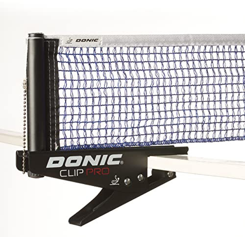 DONIC Unisex – Erwachsene Clip Pro Tischtennis-Netz, schwarz-blau, 22x4,4x24cm