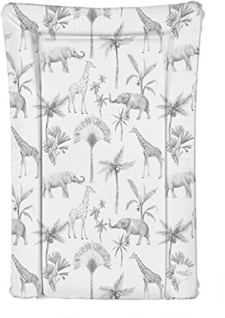 Ceba Deluxe 125863 Matelas à langer imperméable avec bords surélevés Motif animaux de safari monochrome Blanc