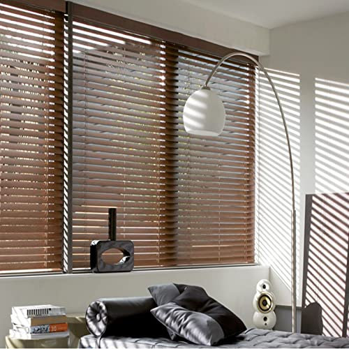 KDDFN Jalousette Echtholz,Holzjalousie,Büro Fensterrollos,Rollläden Fensterbehandlung,Holzmaserung,Sichtschutz Jalousie,Maßanfertigung,für Kindersicheres Home Office (W160xH300cm/63x118in)