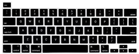 MiNGFi Silicone English QWERTY Keyboard Cover for MacBook Pro 13 M1/M2 A2338 (2020–2023), A2289 (2020), A2251 (2020–2021), Pro 16 A2141 (2019–2021) US/ANSI Layout - Black