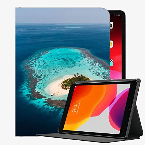 YENDOSTEEN iPad Pro 12.9 Zoll 2021 5.Gen Hülle 2020/2018 4/3.Gen mit integriertem Bleistifthalter,Insel-Ozean-Luftbild Automatischem Schlaf/Aufwach