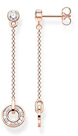 Thomas Sabo Damen Ohrstecker Kreis in der Farbe Rosé aus 925 Sterlingsilber mit 750 Roségold Veredelung mit Zirkonia, Größe: 42x8,5 mm, H2063-416-14