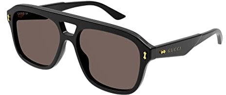 GUCCI Mens GG1263S Sunglasses, Black-Black-Brown, 57