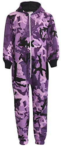A2Z 4 Kids Children Plain Camouflage Jumpsuit Super Soft - Plain Onesie Camo Purple 2-3