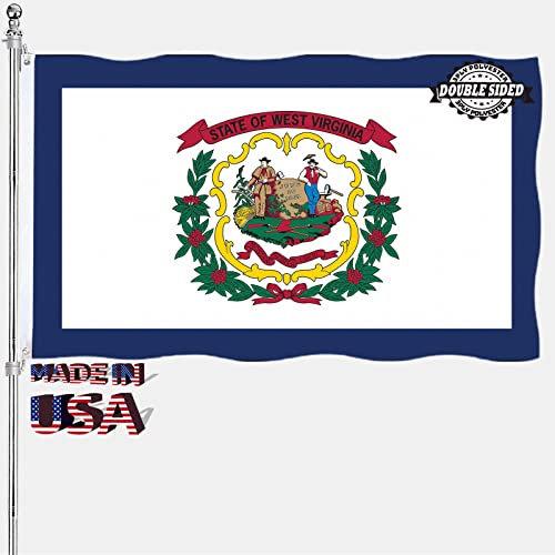 West Virginia Bundesstaatsflagge, 7,6 x 12,7 cm, doppelseitig, WV-Staatsflaggen, für den Außenbereich, strapazierfähig, 3-lagiges Polyester-Material mit 2 Metallösen, 4 Reihen Nähte