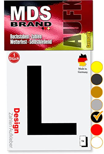 MDS Brand 10cm Design Buchstaben Aufkleber Selbstklebende Klebebuchstaben | Wetterfest Alphabet zum Aufkleben für Briefkasten, Auto, Mülltonne, Vinyl Buchstaben für Außen & Innen (Schwarz, L)
