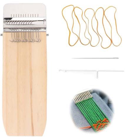 Kleine Webstuhl Set, Mini Handwebstuhl Maschine Loom Speedweve Stopfwerkzeug mit 12 Haken und Holzbrettern, DIY Webwerkzeuge für Stricken Nähen Socken, Kleidung