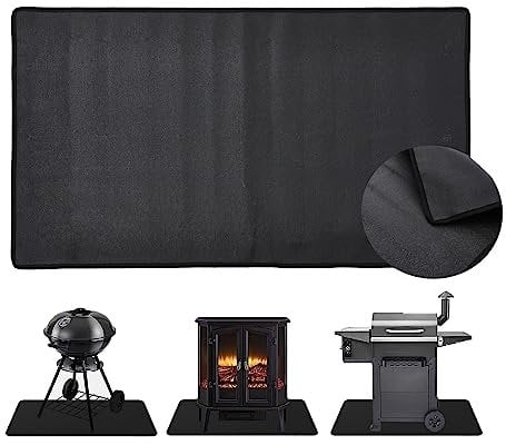 SAFE TECH Fire Resistent Fireplace Hearth Protection Mat, 24×42inch Gas Grill Splatter Mat Heat Resistant Non Stick BBQ Patio Protector Grilling Gear, Floor Mat