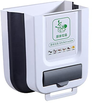 Fulenyi Papelera Plegable, Basura Delgado, Papelera Cocina Portátil con Contenedor Bolsa Basura, Cubo Basura Montado En La Puerta para Cocina, Coche