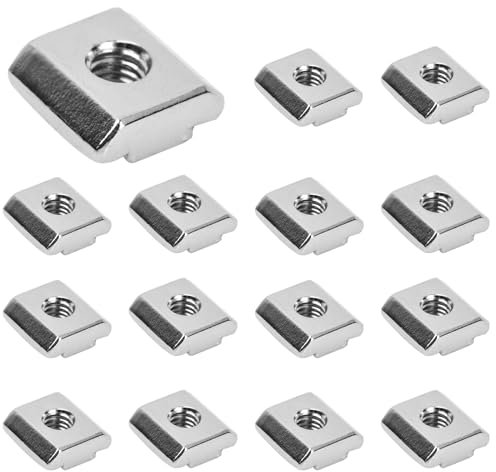 Wisebom EU30 Tuercas en T Deslizantes M6/M8, 50Pcs Plata Tuerca de Ranura en T de Acero al Carbono, Tuercas Galvanizada T Nuts de Cabeza de Martillo para Perfil de Aluminio Serie 30 (M6)