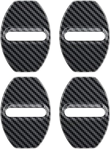 OPSOL Autotürschloss-Abdeckung für Skoda Yeti Superb Octavia Fabia Karoq Kamiq Kodiaq,Edelstahl Türriegel Schutzkappe Rostfrei Türschlösser Schutzabdeckung,A/Carbon Fiber