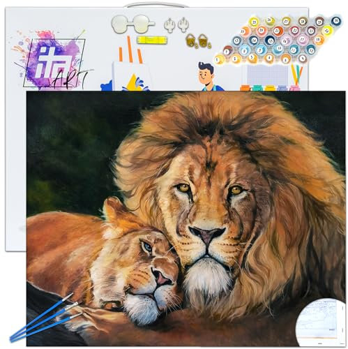 ITA Art Malen nach Zahlen Komplett Set mit Keilrahmen, Acrylfarben, Pinseln, Zubehör, Geschenkbox - DIY Gemälde Bastelset Kit mit Leinwand für Erwachsene, 40x50 cm, Familie