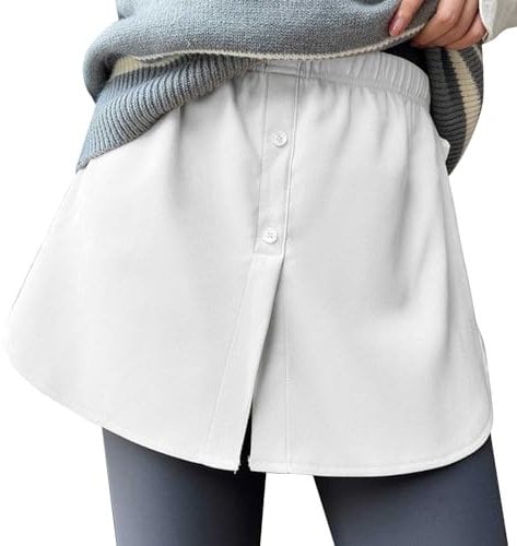 Damen Hemdverlängerung, Rock, Hemdverlängerung, Blusenrock, Blusenverlängerung, Mini-Unterrock Bleistiftrock Elastisch (White, XXL)