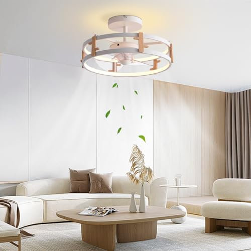 MOUNM Ventilador de Techo con Luz y Mando a Distanciao 50cm, Lampara Ventilador Silencioso 58W(45+13), Lámparas de Techo Salon de Aluminio con Luz Regulable 3000K-6000K,6 Velocidades y Dc Reversible