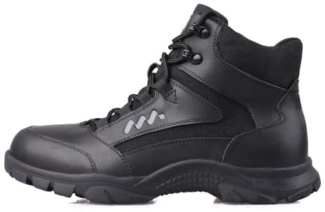 LUDEY Anfibi Militari Uomo Impermeabili Stivali da Combattimento Stivali Tattici Militari Traspiranti Stivali da Escursionismo Uomo Scarpe da Trekking All'aperto Nero-45EU, A-FBA-A008-Black-46