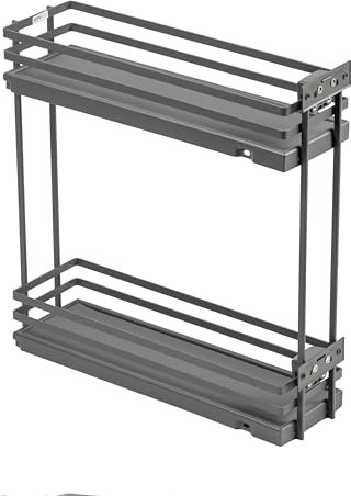 GTV - Küchen Organizer MOVIXPRO | Cargo-Ausstattung | Ausziehbaren Regalsystem | Außenbreite 200 mm | 2 Fachböden | Ohne Schienen | Anthrazit