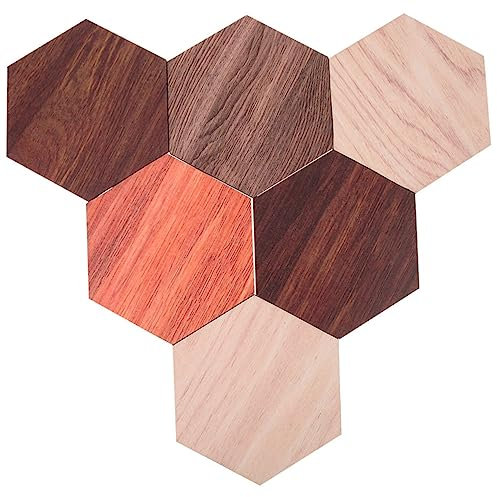 Gadpiparty Charmantes Sechseckiges Wanddekor Aus Holz 6-teiliges Wandaufkleber Modernes Wohnzimmerdekor Einfach Anzubringen