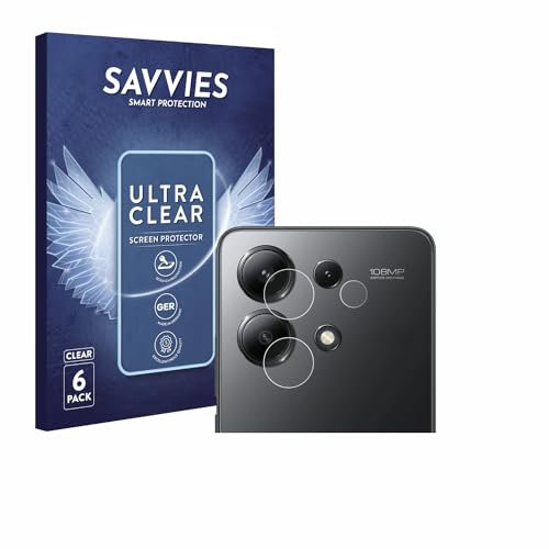savvies Protector Pantalla para Xiaomi Redmi Note 13 5G (SÓLO Cámara) (6 Unidades) Película Ultra Transparente