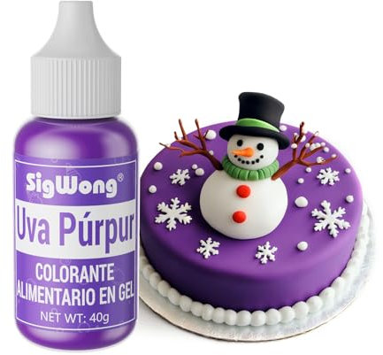 Colorante Alimentario Gel, 40g Colorante Alimentario Reposteria Altamente Concentrado para Fondant Colores, Colorante Alimenticio para Fondant Colores, Macarrones, Cupcakes, Slimo-Uva Púrpur