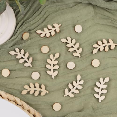 COLOFALLA 60 Stücke Streudeko Hochzeit Tischdeko Taufe Holz Konfetti Geburtstag Blätter Punkt Oh Baby Deko Kommunion Konfirmation