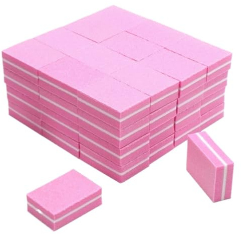 EAVUYIS 50 Blocs Tampon à poncer ongles, Lime de Polissage Professionnelle Double Face Grain, lime de polissage professionnelle pour Ongles en Gel, Ongles Acrylique, Rose