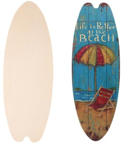 Cabilock Surfbrett-Wandschild 2 Stück Holz Strand Sommer Surfbrett Wanddekoration Blanko Unvollendete Surfbrett-Ausschnitte Schild Für Schlafzimmer Luau Tropische Hawaii-Party