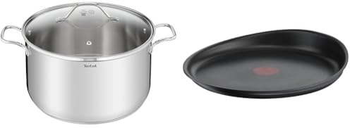 Tefal Intuition XL Marmite 36 cm / 17.5 L, Induction, Acier inoxydable 18/10, Garantie 5 ans & Ingenio Poêle à crêpe 27 cm, Induction, Revêtement antiadhésif, Fonte d'aluminium, Empilable