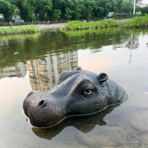 Schwimmende Nilpferd-Rasenstatuen, Pferdekopf-Statue, Gartendekoration, schwimmender Teich, realistische Hoftierkunst, Rasen-Ornament für Pool, Teich (Hippo A)