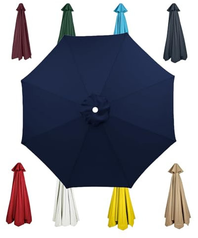 JEDAL Toile pour parasol de Remplacement Étanche, Auvent De Rechange de parasol en porte à faux 2.30/2.70/3.0m 8 Baleines Toile de Parasol Déporté(bleu marine,300cm)