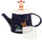 COLLBATH Set Di Teiera Natalizia in Ceramica Bollitore Per Tè Set Da Tè Vintage Stoviglie Natalizie Adatto Per Casa E Viaggi