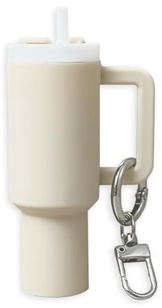 Joalpysm Mini Tumbler Keychain for Stanley 40 oz Cup - Cute Accessories, Key Charms for Women's Purse, Handbag, Backpack - Perfect Fit for Most Brands - Cream