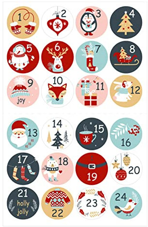 Christmas Decorations Christmas Advent Calendar Numbers Sticker Sheet With 24 Stickers For DIY Gifts Xmas Christmas Decorations for Indoor Outdoor Bedroom Decor Christmas Tree Decoration