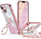 XYZ for iPhone 13 Mini Case with Stand, Phone Case with Double Ring Kickstand, Women Girls Bling Luxury Glitter Clear Phone Case Cover Heart for iPhone 13 Mini, Rose Gold