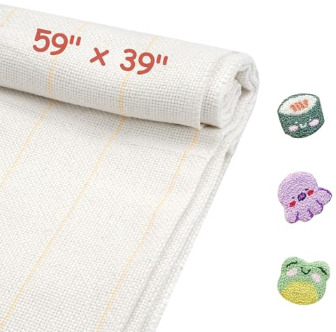 WhizNook Großes Tufting Cloth Punch Needle Stoff, 100 × 150CM Tufting Cloth | Primär-Mönchsstoff, Große handarbeitsstoff, Mönchstuch mit Markierten Linien, für DIY Handgefertigte Stickereien, Stanznadel