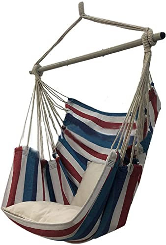YFWOKSL Schaukelstühle, Schaukelstühle, Hängesesselschaukel, Hängeseilschaukel mit Kissen, max. 150 kg, Hängesessel für drinnen, draußen, Schlafzimmer, Garten, Terrasse, Veranda, Hof
