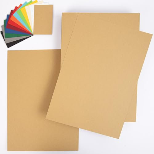 PresentFill® Tonkarton A4 Natur Braun | 50 Blatt | 230g/m² | Bastelkarton aus 100% Recycling Kraftkarton | Made in Germany | Farbkarton | Bastelpappe zum basteln | bemalen | zeichnen