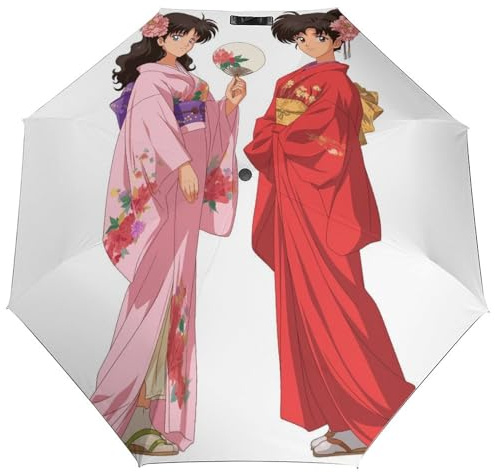 MRWQC Auto Umbrella Anime Girl 3 Fold Automatic Umbrellas Uv Sunscreen Umbrellas