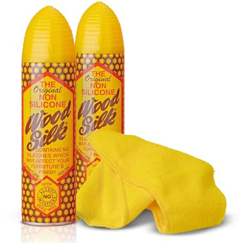 Beeswax Wood Furniture Polish Spray 2 Pack (225ml) | No Silicone | Safe for Antique, Natural & Oak Wood | Restores Shine & Protects | Includes Microfibre Lint-Free Non-Scratch Cloth