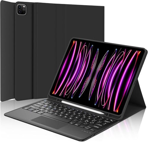 Occtingkind, Tastiera per iPad Pro 12.9 pollici, Custodia con Tastiera per iPad Pro 6/5/4/3 Generazione 2018-2022, Cover con Touchpad Magnetica Bluetooth Keyboard, Italiano Layout, USB C, Nero