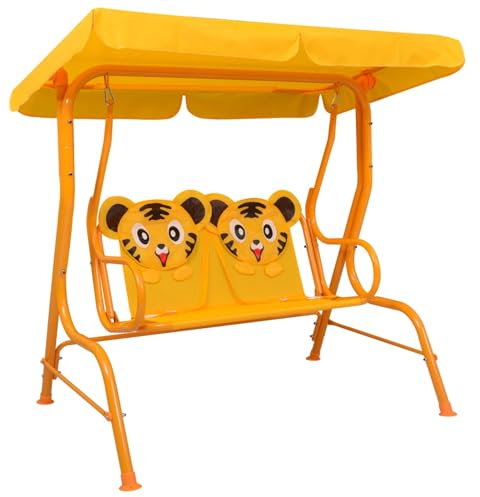Homgoday Kinder-Hollywoodschaukel Gelb 115 x 75 x 110 cm Stoff