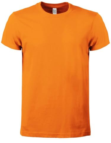 T Shirt Uomo - Maglietta Manica Corta Cotone, Tshirt Maglia Maniche Corte da Lavoro, T-Shirt Tinta Unita Stampabili Girocollo, Maglia Basic (Arancio Fluo-L)
