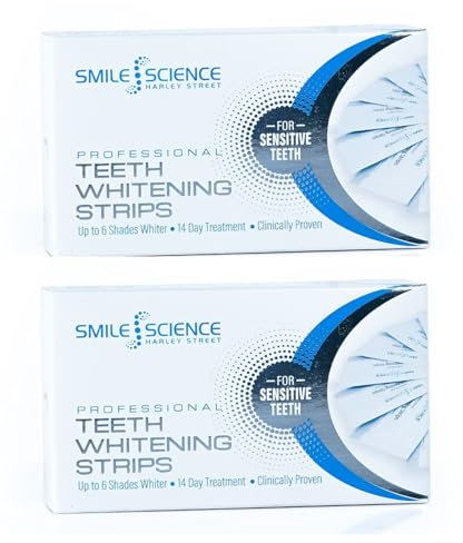 Strisce sbiancanti per denti 56 strisce, confezione doppia, fino a 6 tonalità più bianche in 14 giorni, 100% sicure per smalto, vegane, sbiancanti per denti