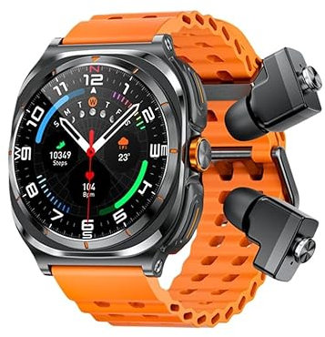 XINDADA 2025 New Galaxy GT98 Ultra Smart Watch Men TWS Headset 2 In 1 NFC 1.53inch AMOLED Fitness Tracker Health Smartwatch (Orange A)