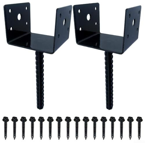 Lot de 2 supports d'ancrage en béton en forme de U pour poteaux de 10 x 10 cm avec vis pour une stabilité durable